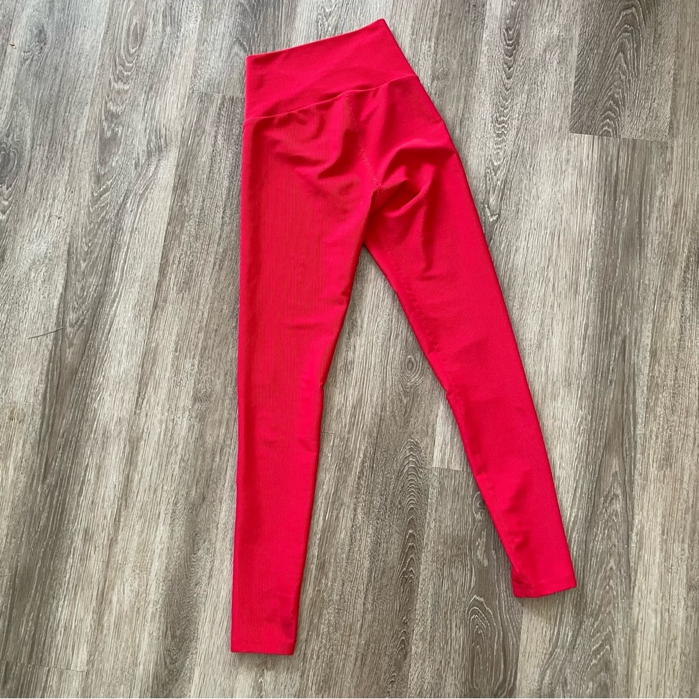 Beach Riot Rocky Rib High Rise Legging Red Yoga Active Compression Pants - Picture 11 of 11